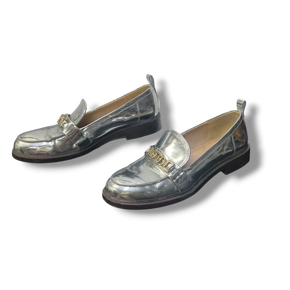 Sam Edelman Shoes - Sam Edelman Loraine Loafers Silver Metallic Leather Bit Detail Womens 9.5M